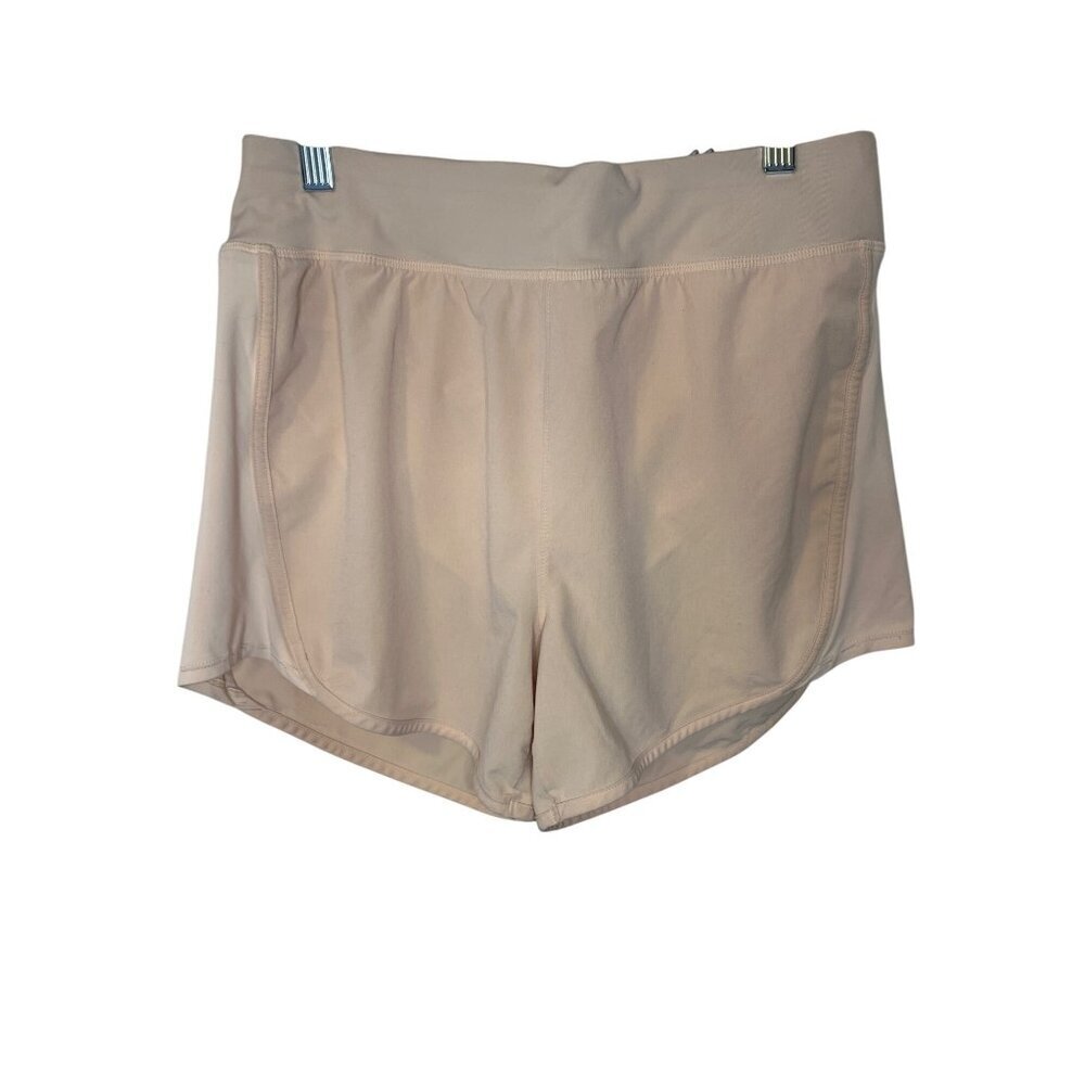 All In Motion Womens Elastic Waist Athletic Shorts S Tan Polyester/Nylon
